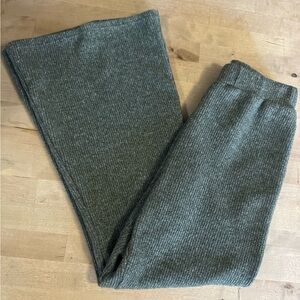 Sage The Label Olive Textured ribbed Knit flare pants